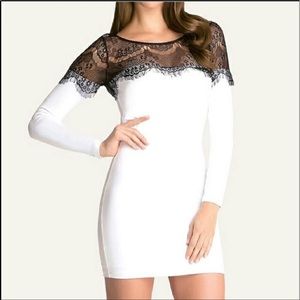 White and black lace Bebe mini dress